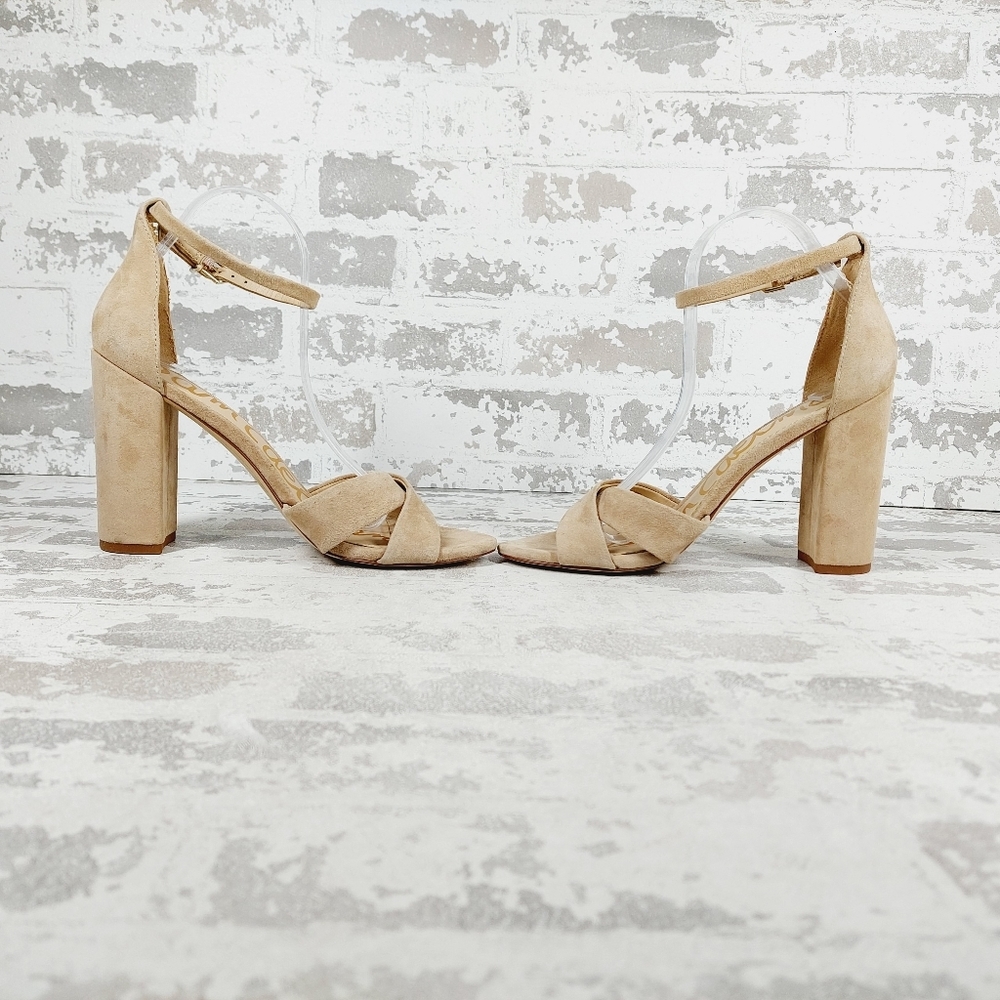 New Sam Edelman Yancy Nude Leather Ankle Strap Sandal  F353 - Picture 7 of 13